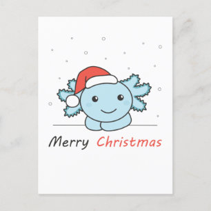 Axolotl Weihnachtsschnee Wintertiere Axolotls Feiertagspostkarte