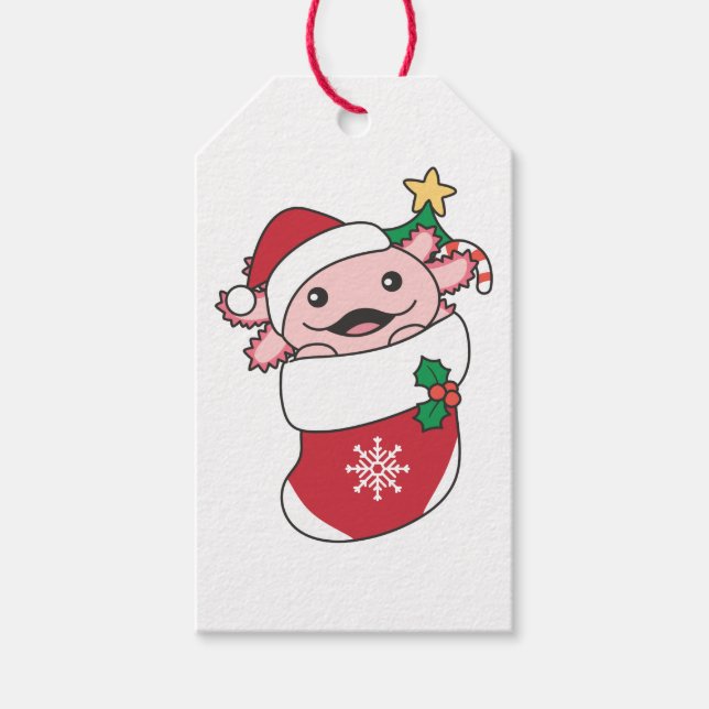 Axolotl Weihnachtsschnee Wintertiere Axolotls Geschenkanhänger (Vorderseite)