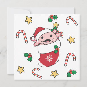 Axolotl Weihnachtsschnee Wintertiere Axolotls Hol Feiertagskarte