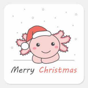 Axolotl Weihnachtsschnee Wintertiere Axolotls Quadratischer Aufkleber