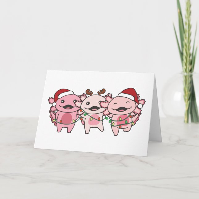 Axolotl Weihnachtstiere Sweet Axolotls Feiertagskarte (Vorderseite)