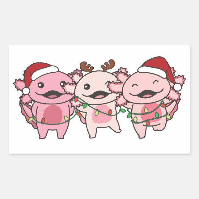 Axolotl Weihnachtstiere Sweet Axolotls Rechteckiger Aufkleber (Vorderseite)