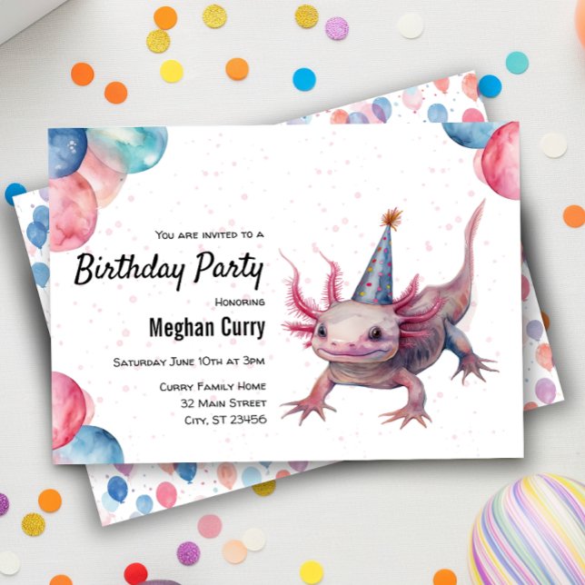 Axolotl Wild Animal Birthday Party Celebration Einladung (Von Creator hochgeladen)