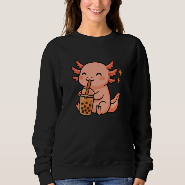 Axolotl with Bubble Tea Kawaii Axolotl Sweatshirt (Vorderseite)