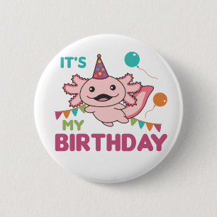 Axolotl wünscht es ist mein Geburtstag Niedlicher  Button