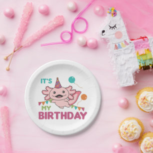 Axolotl wünscht es ist mein Geburtstag Niedlicher Pappteller