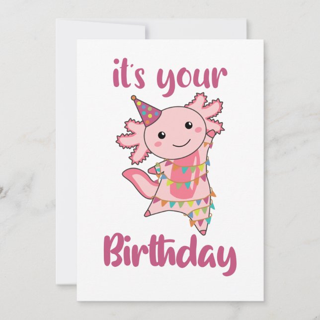 Axolotl wünscht Ihnen alles Gute zum Geburtstag Einladung (Vorderseite)