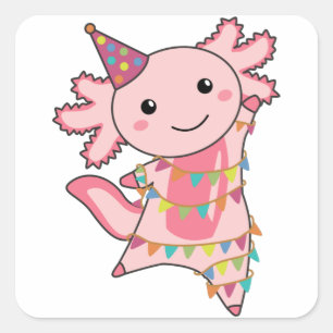 Axolotl wünscht Ihnen alles Gute zum Geburtstag Quadratischer Aufkleber