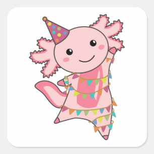 Axolotl wünscht Ihnen alles Gute zum Geburtstag Quadratischer Aufkleber