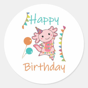 Axolotl wünscht Ihnen alles Gute zum Geburtstag Runder Aufkleber