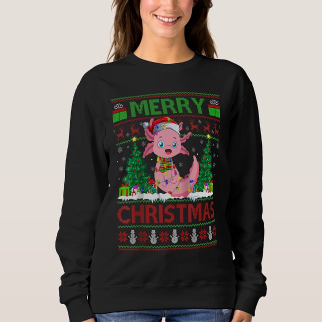 Axolotl   Xmas Tree Lights Ugly Santa Axolotl Chri Sweatshirt (Vorderseite)