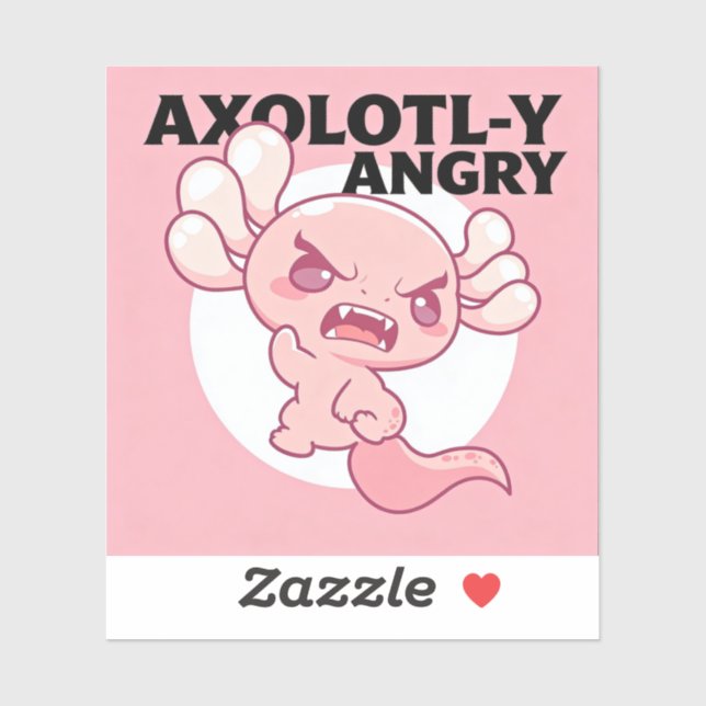 AXOLOTL-Y ANGRY AUFKLEBER (Blatt)