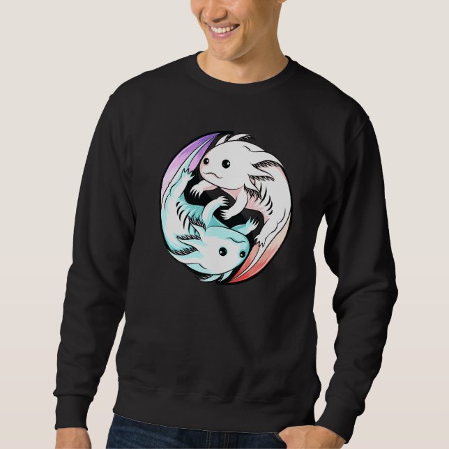 Axolotl Yin Yang Niedlich mexikanisch Walking Fish Sweatshirt (Vorderseite)