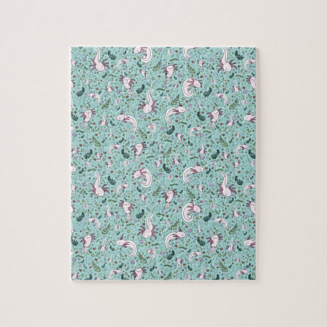 Axolotls in Blau Puzzle (Vertikal)