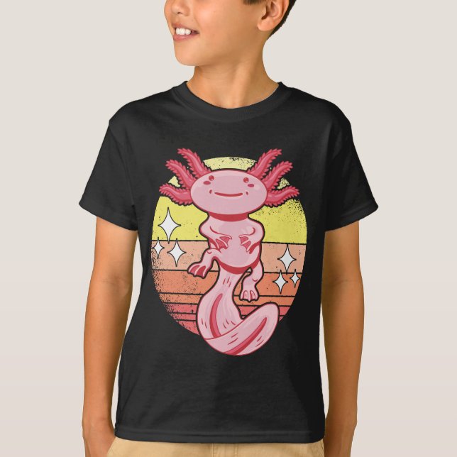Axolotls Retro Sunset Axolotl Kawaii T-Shirt (Vorderseite)