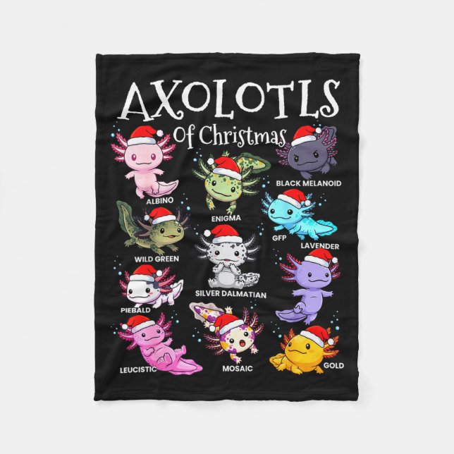 Axolotls Santa Hat Christmas Pajama Cute Animal Ax Fleecedecke (Vorderseite)