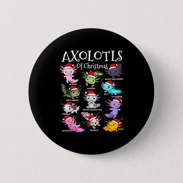 Axolotls Weihnachtsmannmütze Weihnachten Pyjama Sü Button (Vorderseite)