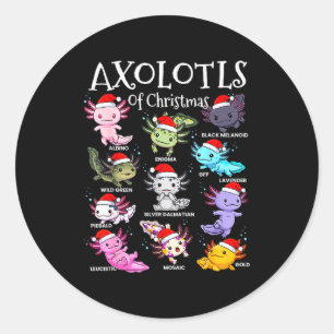 Axolotls Weihnachtsmannmütze Weihnachten Pyjama Sü Runder Aufkleber