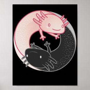 Axolotls Yin Yang Kawaii Poster