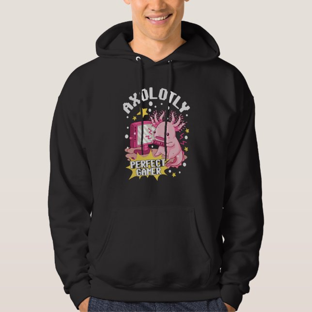 Axolotly Perfect Gamer Axolotl Playing Video Game  Hoodie (Vorderseite)