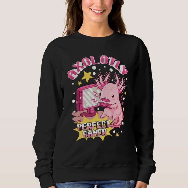 Axolotly Perfect Gamer Axolotl Playing Video Game  Sweatshirt (Vorderseite)