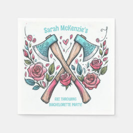 Äxte und Rose - Ax-Throwing-Junggeselinnen-Abschie Serviette