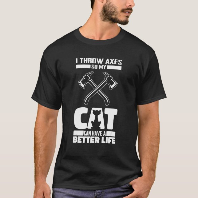 Axtwerfende Katzenholzfäller Holzfäller Axtwerfer T-Shirt (Vorderseite)