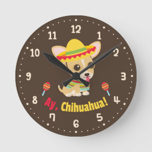 Ay-Chihuahua-Hundemexikanische Raum-Dekor-Uhr Runde Wanduhr
