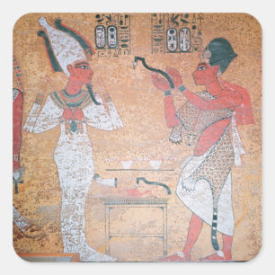 Ay darstellend die Eröffnung der Mund-Zeremonie Quadratischer Aufkleber