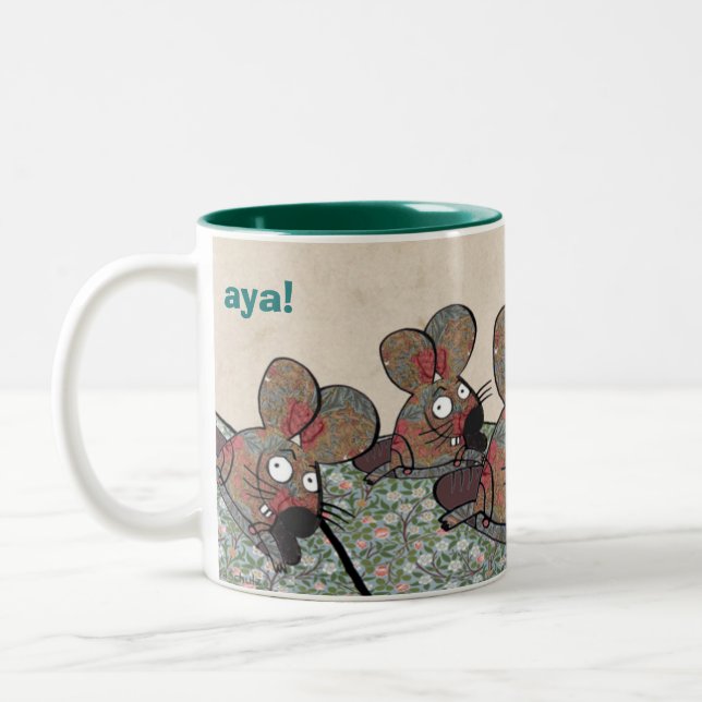 aya! "Mäusejagd " Zweifarbige Tasse (Links)