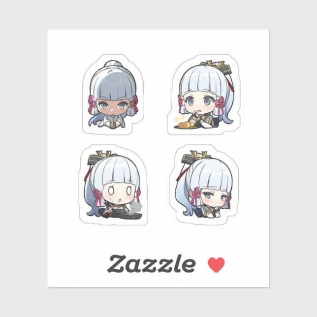 Ayaka Genshin Impact 4er Stickerbogen Aufkleber (Blatt)