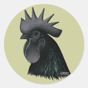 Ayam Cemani Hahn-Kopf Runder Aufkleber