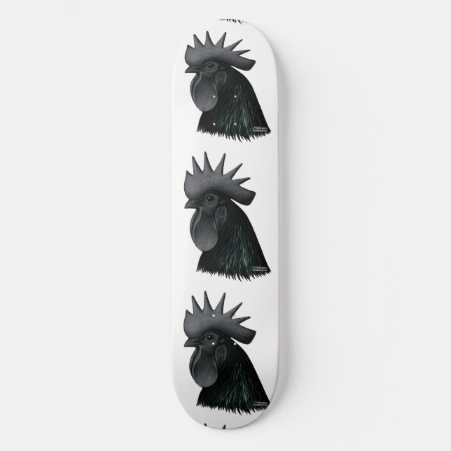Ayam Cemani Hahn Kopf Skateboard (Vorderseite)