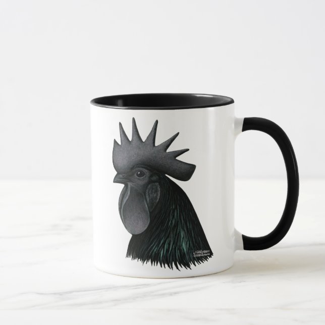 Ayam Cemani Hahn-Kopf Tasse (Rechts)