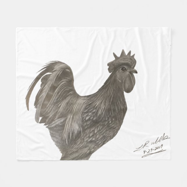 Ayam Cemani Rooster-Decke von Laurene Wells Fleecedecke (Vorderseite (Horizontal))