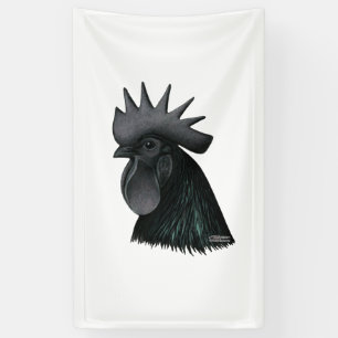 Ayam Cemani Rooster Head Banner