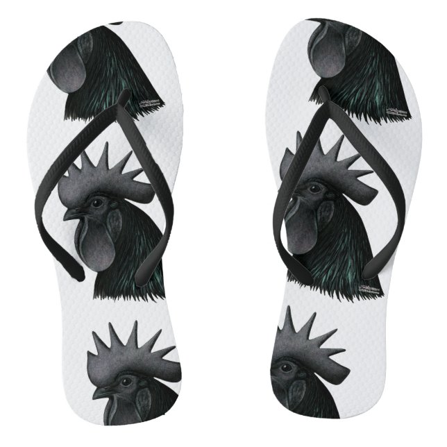 Ayam Cemani Rooster Head Flip Flops (Fußbett)