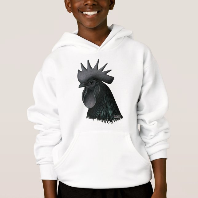 Ayam Cemani Rooster Head Hoodie (Vorderseite)