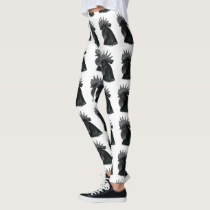 Ayam Cemani Rooster Head Leggings
