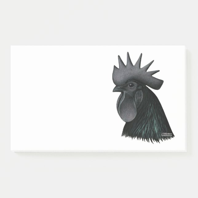 Ayam Cemani Rooster Head Post-it Klebezettel (Vorderseite)
