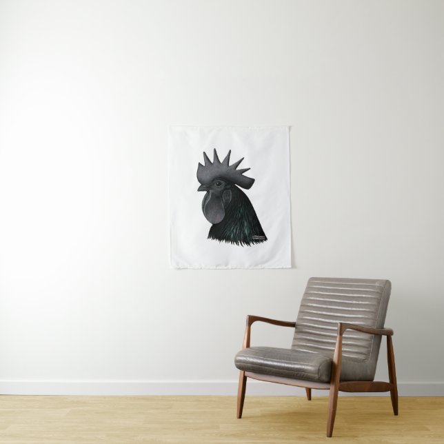 Ayam Cemani Rooster Head Wandteppich (Beispiel)