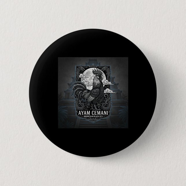 Ayam Cemani - Schwarzes Huhn Indonesien Indonesisc Button (Vorderseite)