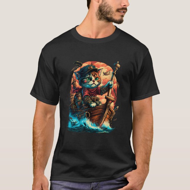 Aye Aye, Captain Cat! Pirate Cat Design with Ancho T-Shirt (Vorderseite)