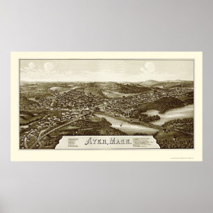 Ayer, panoramische Karte MAs - 1886 Poster