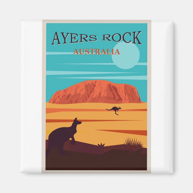 Ayers Rock Australia, Uluru Travel Poster Magnet (Vorne)