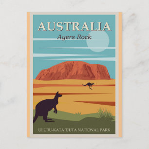 Ayers Rock Australia Vintage Travel Poster Postkarte