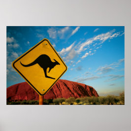ayers rock kangaroo sign poster