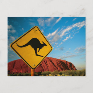 ayers rock kangaroo sign postkarte