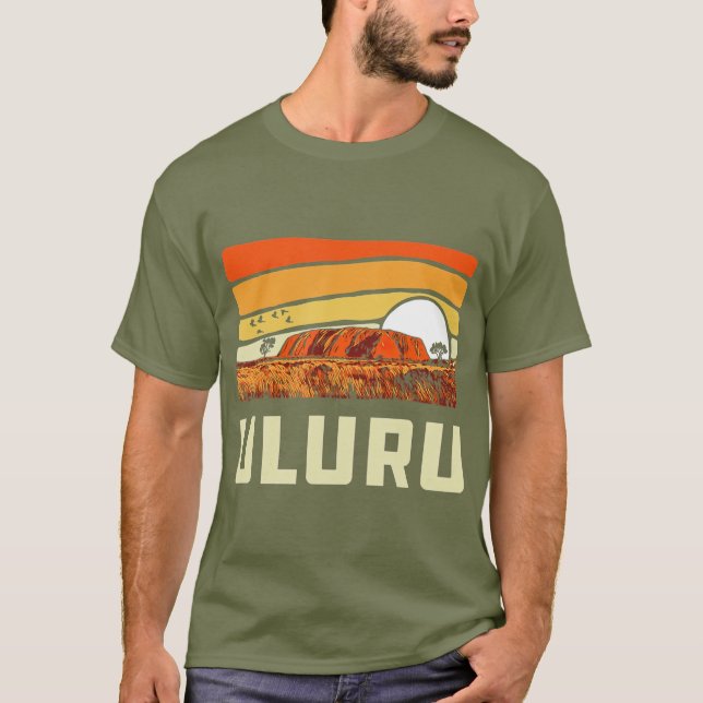 Ayers Rock Uluru Australien Sehenswürdigkeit Vinta T-Shirt (Vorderseite)