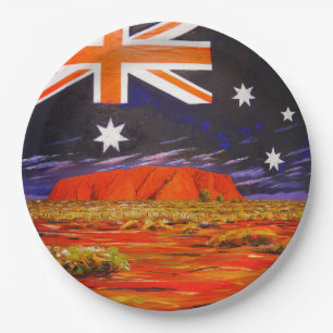Ayers Rock und australische Flagge Pappteller